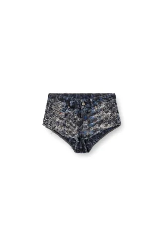 de-jizz-fsh2 Shorts i hundtandsmönstrad tie-dye-denim