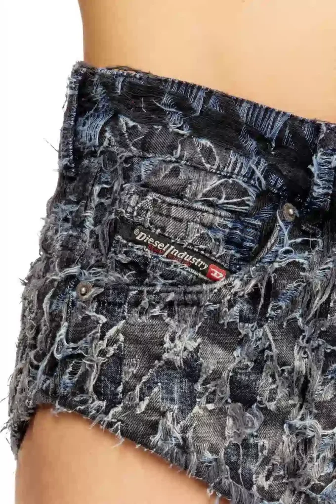 de-jizz-fsh2 Shorts i hundtandsmönstrad tie-dye-denim de-jizz-fsh2 Shorts i hundtandsmönstrad tie-dye-denim