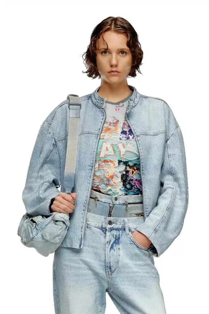 de-marge-fse Oversized jacka i kristallfärgad denim