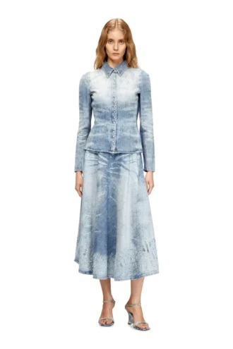 de-masly-fsh Skjorta i slitna honeycomb-denim