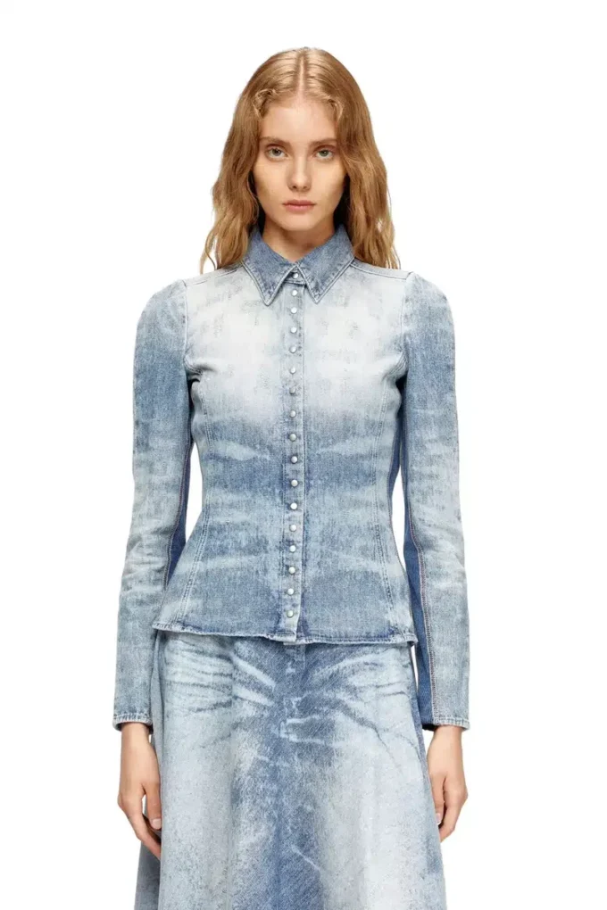 de-masly-fsh Skjorta i slitna honeycomb-denim de-masly-fsh Skjorta i slitna honeycomb-denim