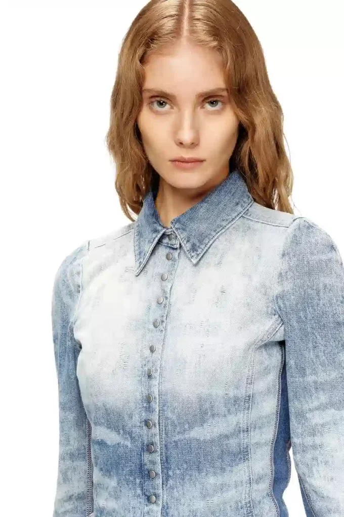 de-masly-fsh Skjorta i slitna honeycomb-denim de-masly-fsh Skjorta i slitna honeycomb-denim