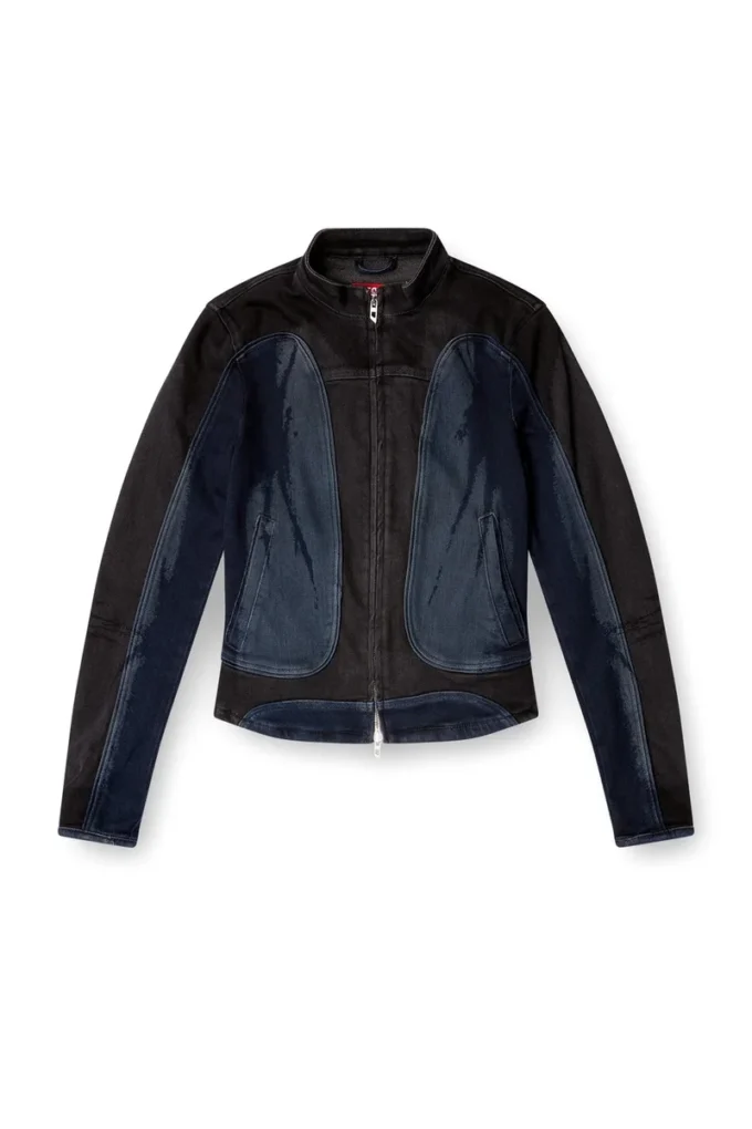 de-morny-s Bikerjacka i tvåfärgad denim