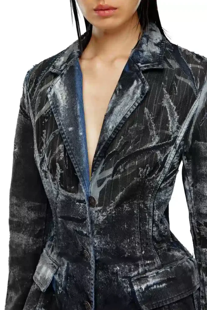 de-pia-fse Kappa i randig devoré-denim de-pia-fse Kappa i randig devoré-denim