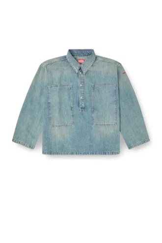 de-priss Henley-top i denim i utility-stil