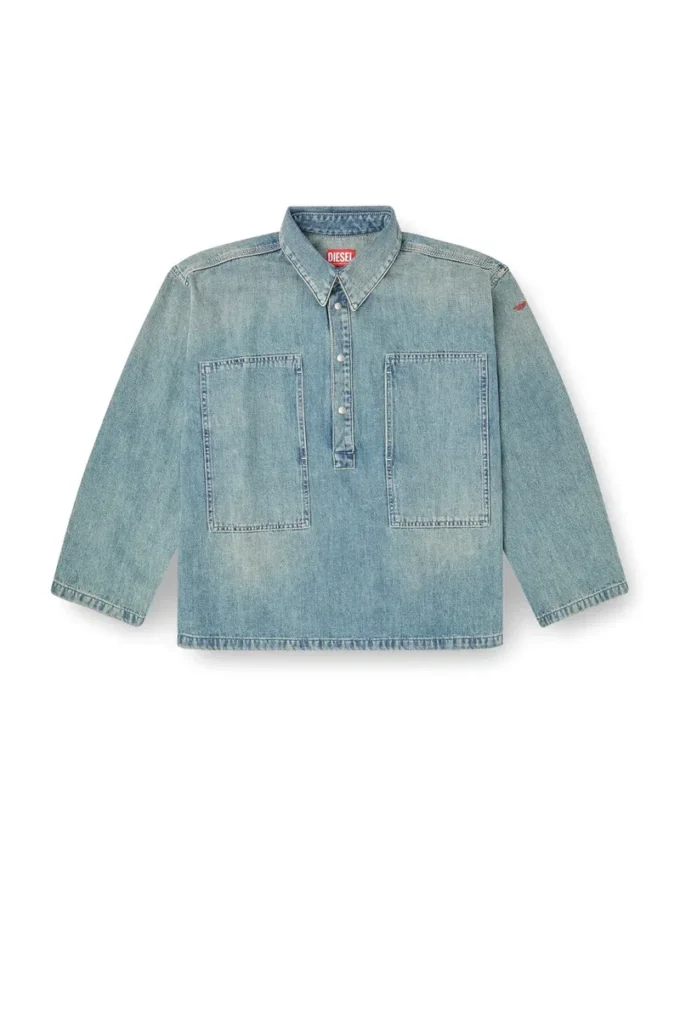 de-priss Henley-top i denim i utility-stil de-priss Henley-top i denim i utility-stil