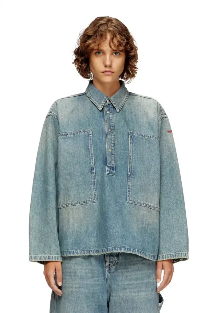 de-priss Henley-top i denim i utility-stil de-priss Henley-top i denim i utility-stil