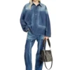 de-priss Henley-tröja i denim med kontrasteffekt de-priss Henley-tröja i denim med kontrasteffekt