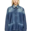 de-priss Henley-tröja i denim med kontrasteffekt de-priss Henley-tröja i denim med kontrasteffekt