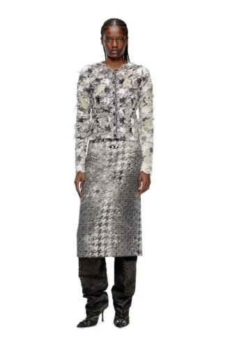 de- rathian-fsh Midilång kjol i Prince of Wales-jacquarddenim