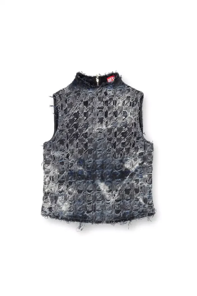 de-tapi-fsh1 Ärmlös topp i hundtandsmönstrad tie-dye-denim de-tapi-fsh1 Ärmlös topp i hundtandsmönstrad tie-dye-denim