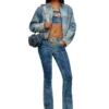 de-top-fse Kort denimtop med kristallplakett de-top-fse Kort denimtop med kristallplakett