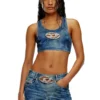 de-top-fse Kort denimtop med kristallplakett de-top-fse Kort denimtop med kristallplakett