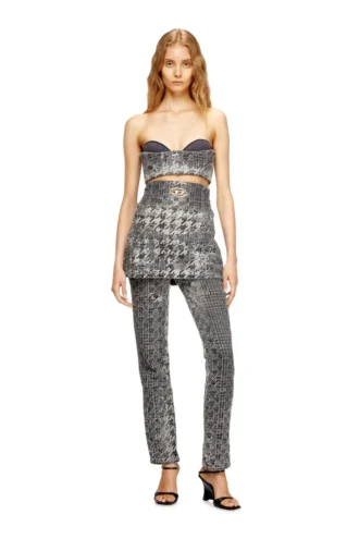 de-toppys-fsh Bralette i Prince of Wales-jacquarddenim