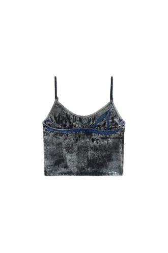 de-verni-fse Top i randig devoré-denim