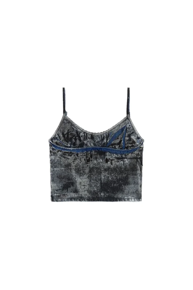 de-verni-fse Top i randig devoré-denim
