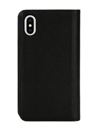 diesel 2-i-1 foliofodral för iPhone XS och iPhone X Svart läderfodral med tryckt och präglat logo, iPhone XS och X