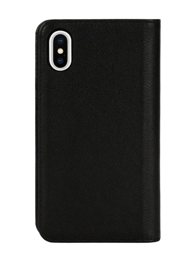 diesel 2-i-1 foliofodral för iPhone XS och iPhone X Svart läderfodral med tryckt och präglat logo, iPhone XS och X