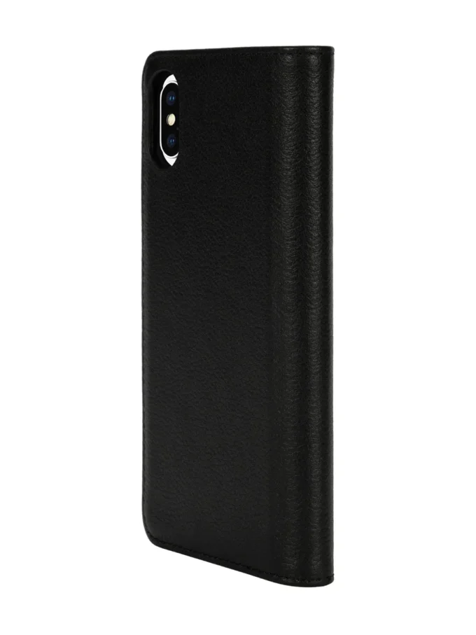 diesel 2-i-1 foliofodral för iPhone XS och iPhone X Svart läderfodral med tryckt och präglat logo, iPhone XS och X