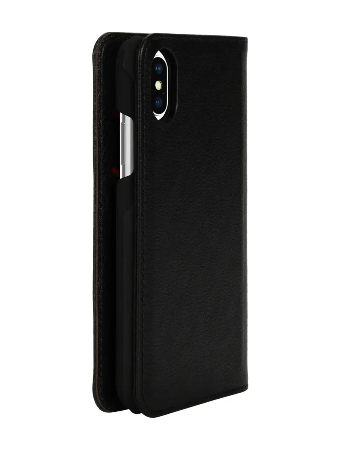 diesel 2-i-1 foliofodral för iPhone XS och iPhone X Svart läderfodral med tryckt och präglat logo, iPhone XS och X