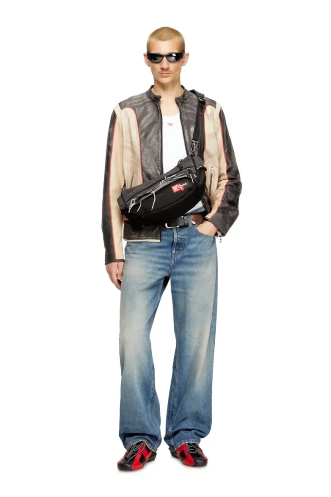 diesel axelväska Axelväska i sliten denim och CORDURA®