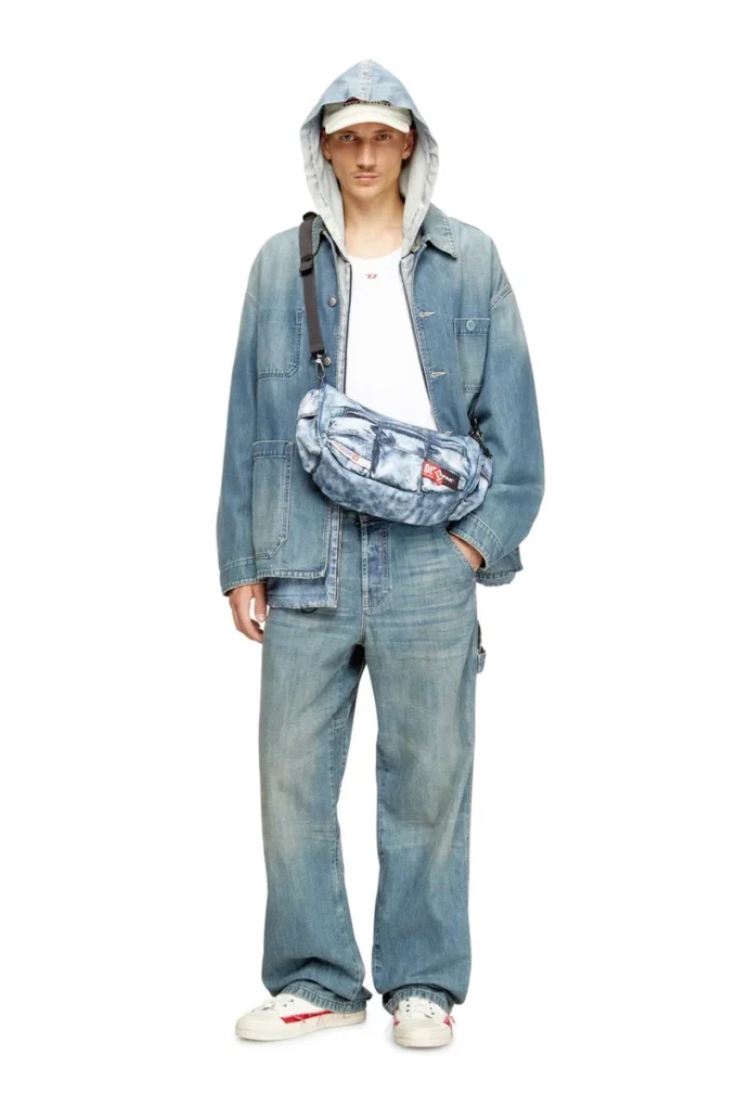 diesel axelväska Multipocket-väska i trompe l’oeil-denim diesel axelväska Multipocket-väska i trompe l’oeil-denim