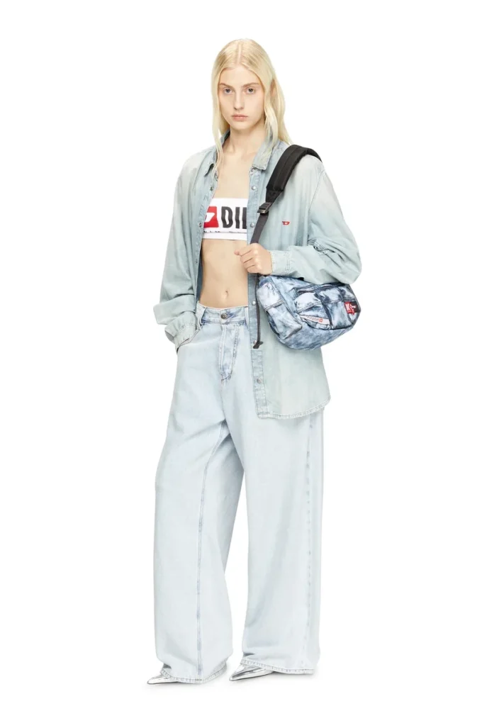 diesel axelväska Multipocket-väska i trompe l’oeil-denim diesel axelväska Multipocket-väska i trompe l’oeil-denim