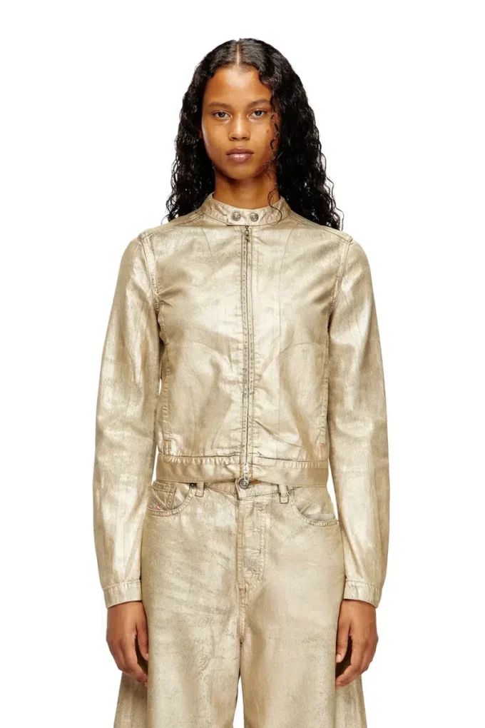 dile_luna jacka Motorcykeljacka i slitna metallic-denim