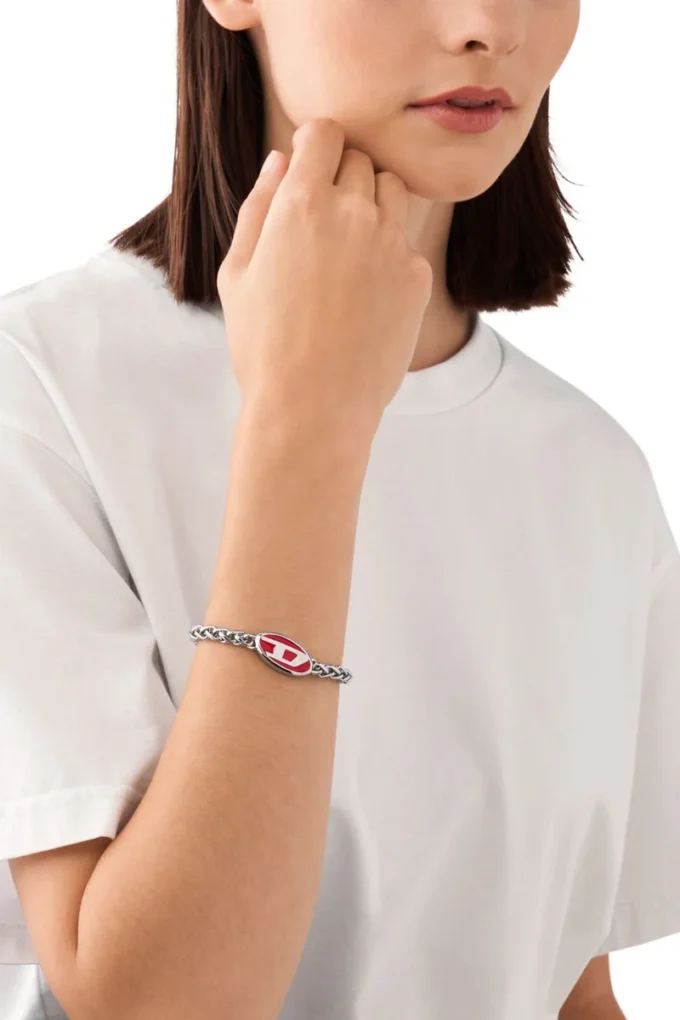 dx1445 Armband i röd emalj och rostfritt stål dx1445 Armband i röd emalj och rostfritt stål