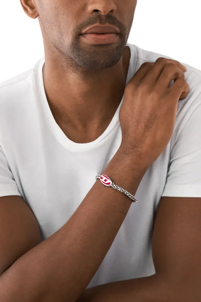 dx1445 Armband i röd emalj och rostfritt stål dx1445 Armband i röd emalj och rostfritt stål