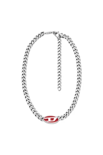 dx1446 Halsband med kedja i röd emalj