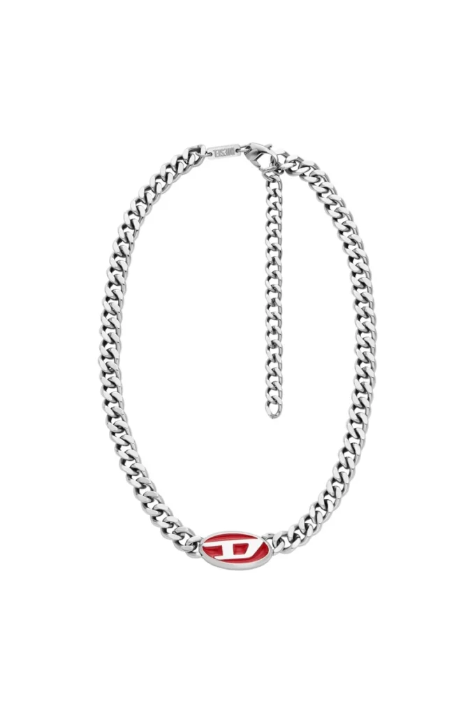 dx1446 Halsband med kedja i röd emalj dx1446 Halsband med kedja i röd emalj