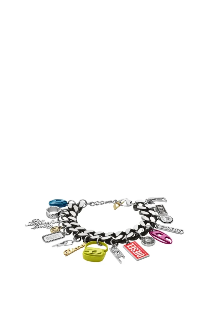 dx1524 jewel Svart armband i rostfritt stål med charmkedja