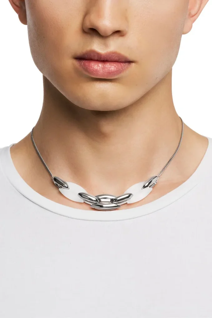 dx1616040 Halsband i rostfritt stål och silikon med metamorfkedja