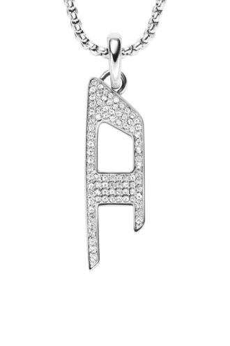 dx1624040 smycken Halsband i rostfritt stål med glittrande hänge