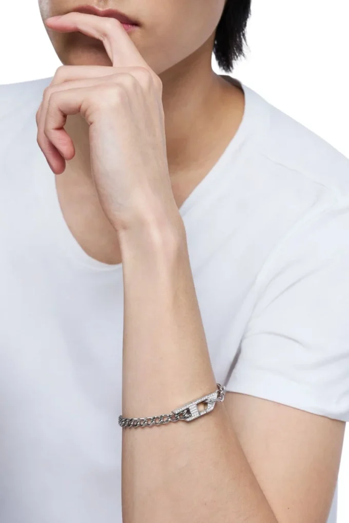 dx1627040 smycken Armband i rostfritt stål med glittrande kedja