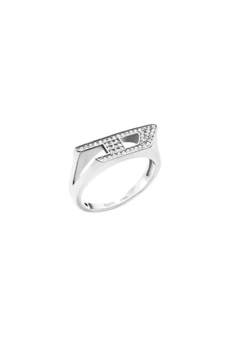 dx1629040 smycken Ring i rostfritt stål med glittrande signet