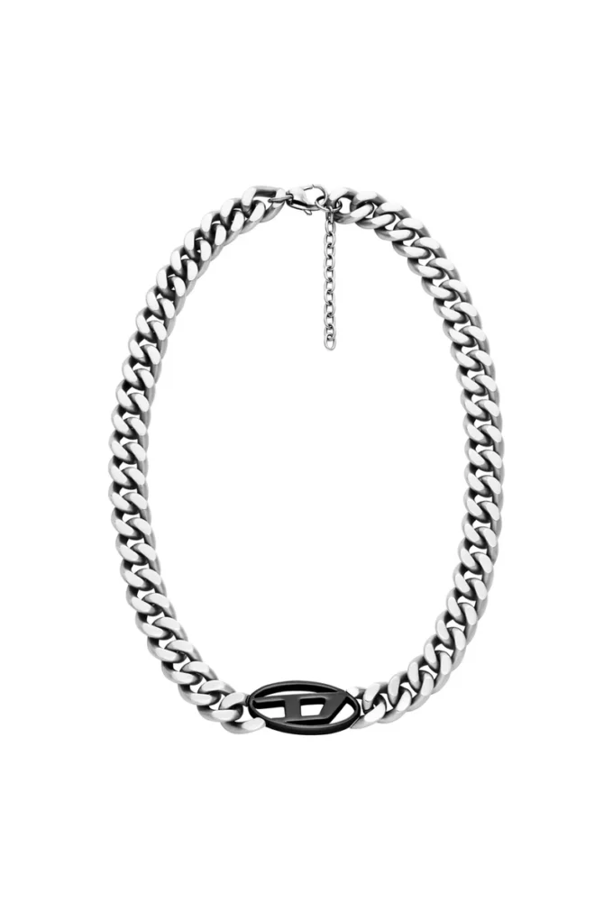 dx1635931 smycken Tvåfärgat halsband i rostfritt stål
