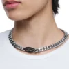 dx1635931 smycken Tvåfärgat halsband i rostfritt stål