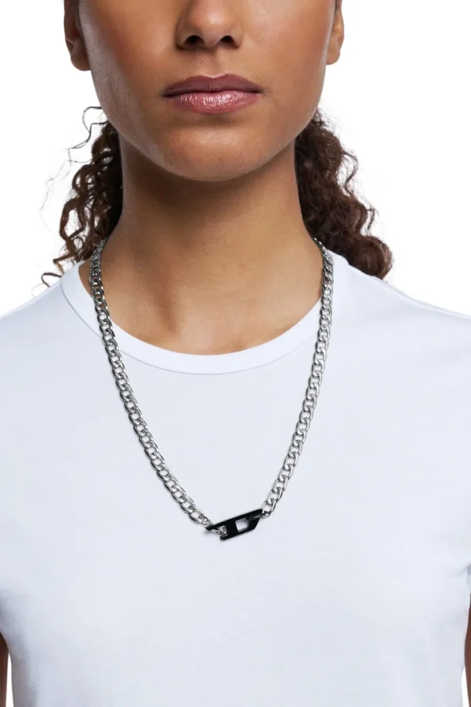 dx1636931 smycken Tvåfärgat halsband i rostfritt stål