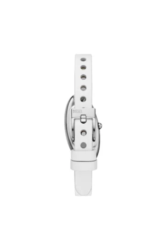 dz5613 klocka D-Era tvåvisare vit läderklocka