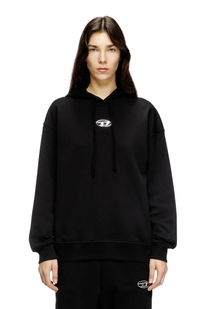 f-buxt-hood-od Hoodie med Oval D-logotyp i metalleffekt