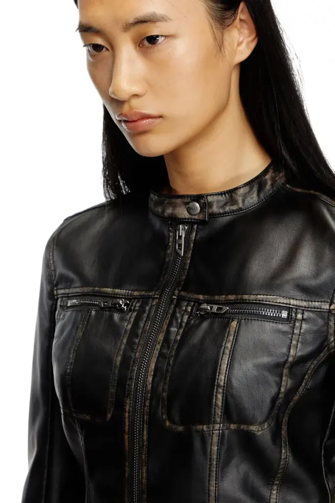 g-lobe Kort bikerjacka i slitna look