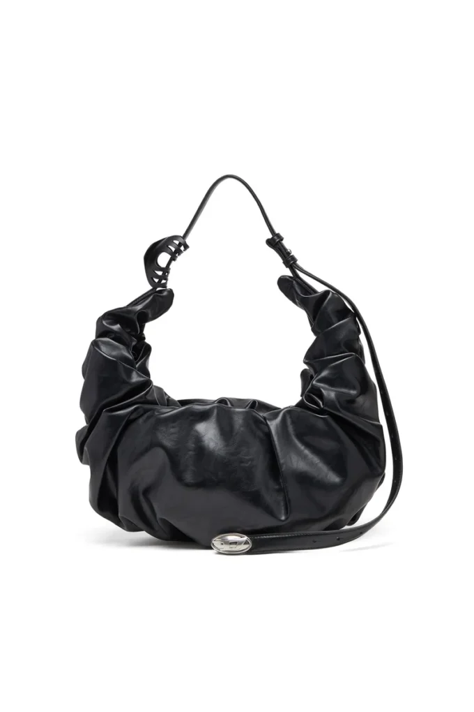 grab-d hobo l Grab-D L-Stor skrynklig hobo-väska i glänsande PU