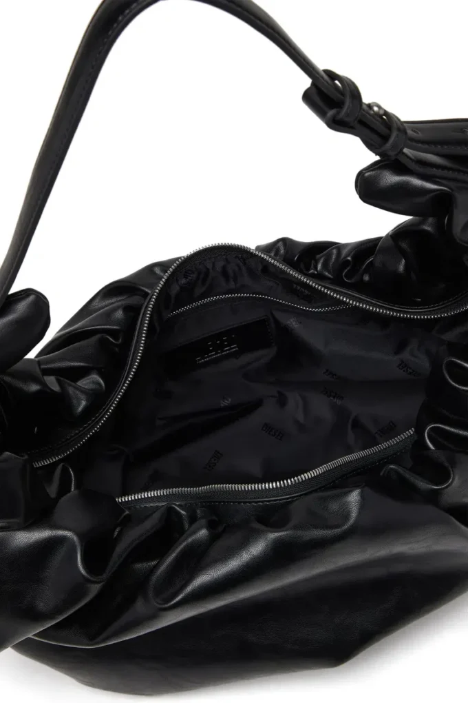 grab-d hobo l Grab-D L-Stor skrynklig hobo-väska i glänsande PU