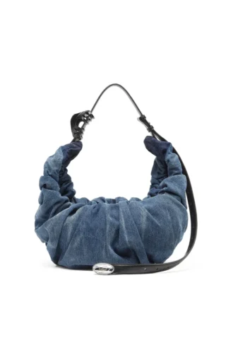 grab-d hobo l Grab-D-Stor skrynklig hobo-väska i behandlad denim