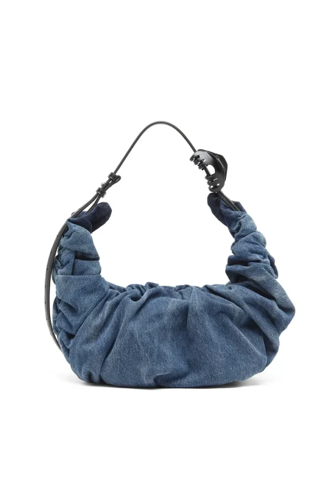 grab-d hobo l Grab-D-Stor skrynklig hobo-väska i behandlad denim
