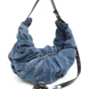 grab-d hobo l Grab-D-Stor skrynklig hobo-väska i behandlad denim