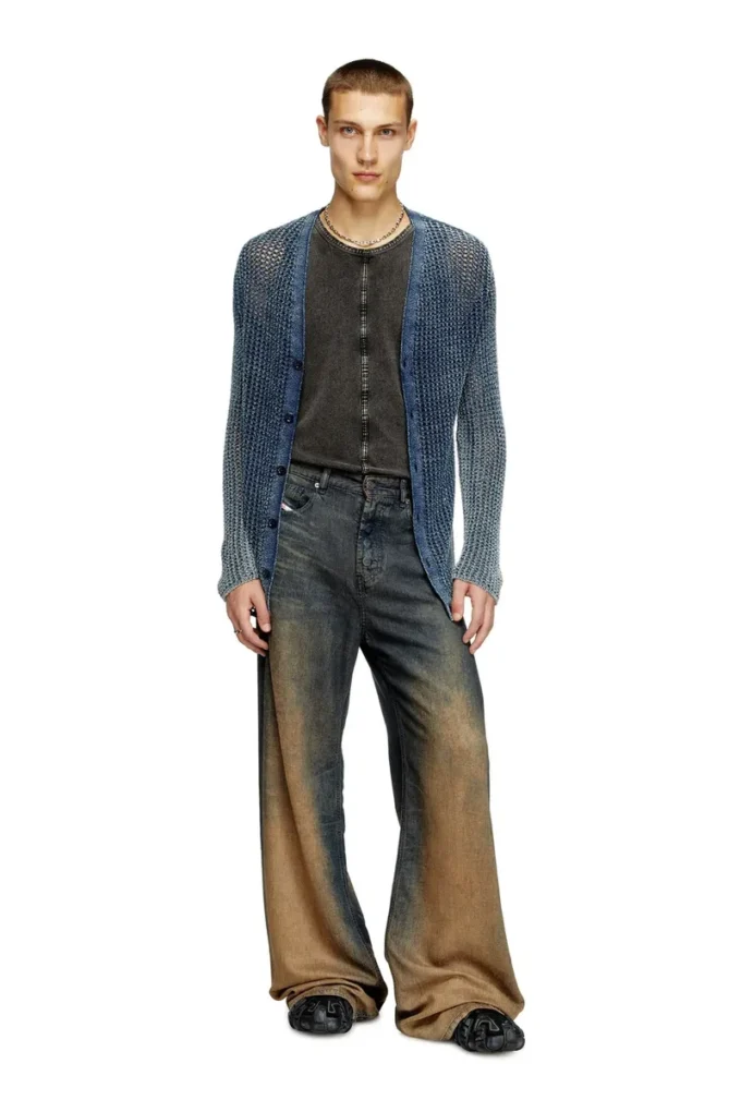 k-redram Meshstickad kofta i denimgarn k-redram Meshstickad kofta i denimgarn