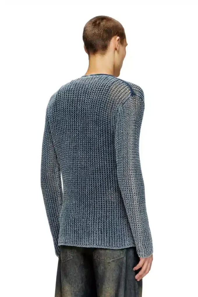 k-redram Meshstickad kofta i denimgarn k-redram Meshstickad kofta i denimgarn